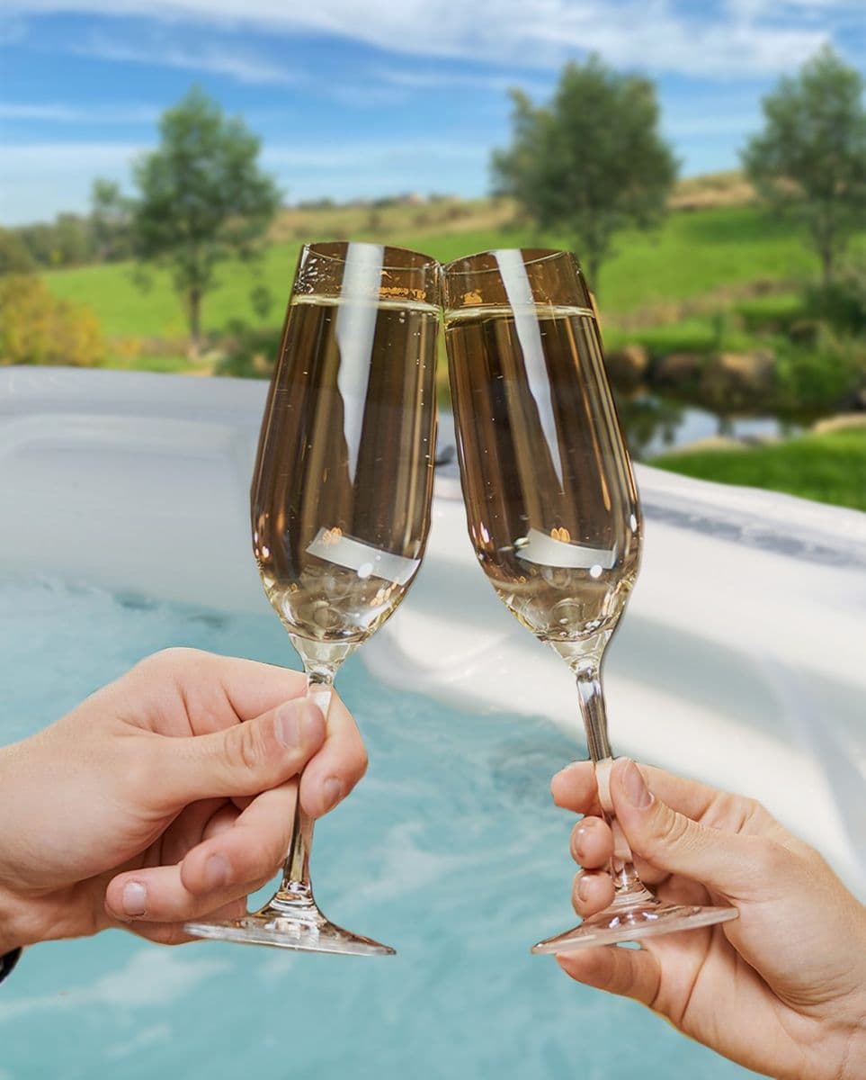 Everything Retreat hot tub and champagne