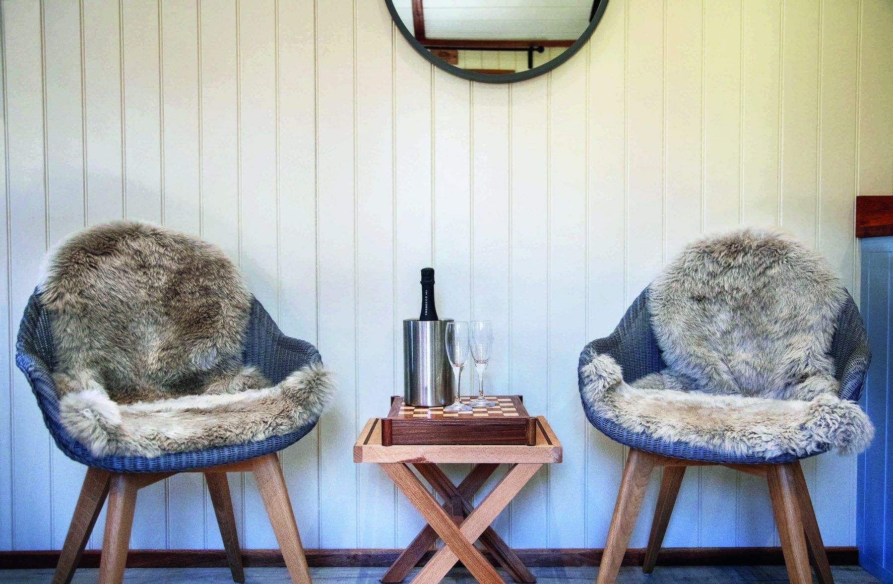 The Merry Harriers Shepherds Hut chairs