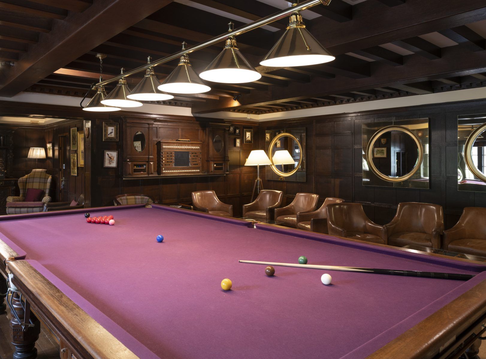 Eaves Hall billiard room and snooker table
